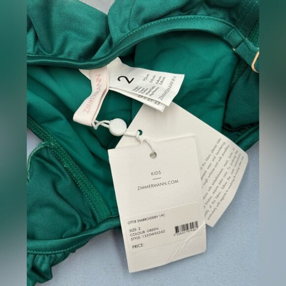 🆕 ZIMMERMANN KIDS 🧿 NWT Ottie Embroidered 1PC, Green - Sz 2 Y - Picture 13 of 13